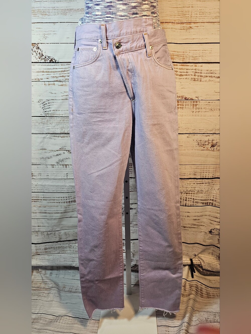AGOLDE Criss Cross Straight Jeans Size 24 Lavender Purple 100% Organic Cotton
